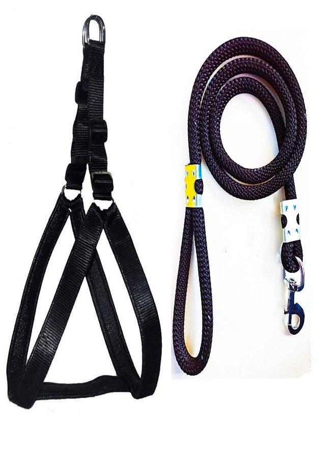CAVALRY Adjustable Reflective Breathable Design Heavy Quality Poly-Cotton Mesh Outdoor Training Dog Fit Chest Harness for Medium Dogs (28-38inches) Size Dogs. Rope Diameter 15mm and Length 60inch. - Image 1
